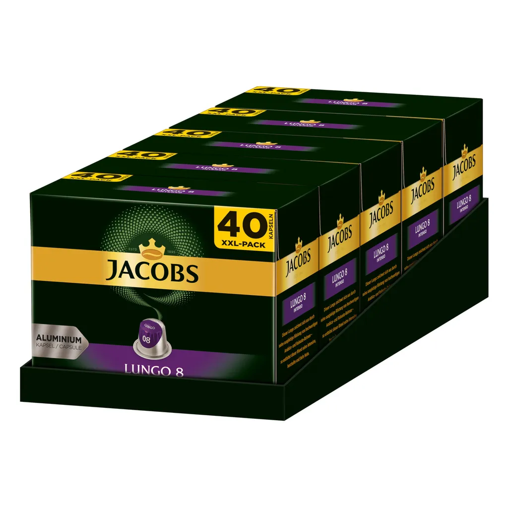 JACOBS Kapseln Lungo Intenso 5 X 40 Nespresso®* Kompatible Kaffeekapseln 3 JACOBS Kapseln Lungo Intenso 5 X 40 Nespresso®* Kompatible Kaffeekapseln – Bild 2