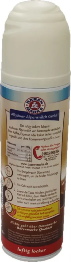 Bärenmarke Der Milch Schaum Luftig Locker In Der Sprühflasche 250ml -Kaffeeprodukte 255a67a0b418428e5f1ed7c336d84703
