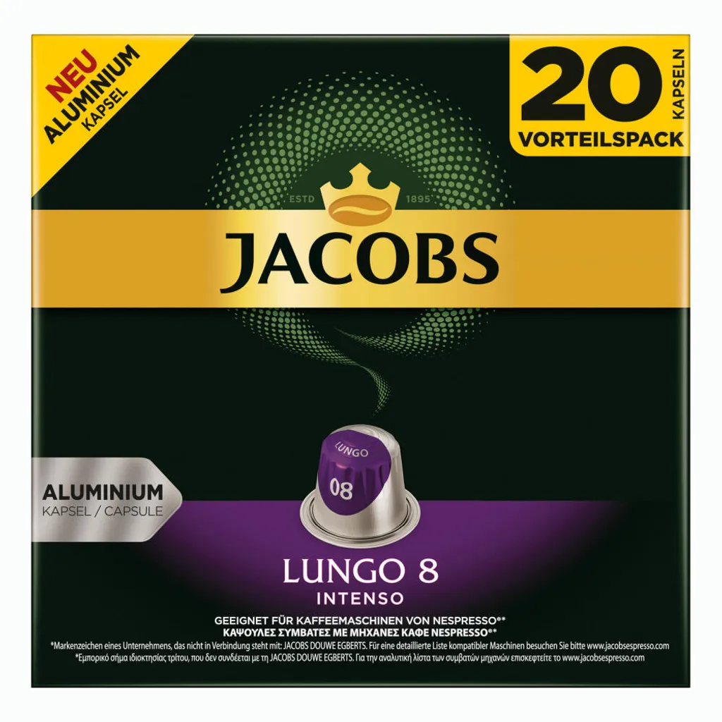 Jacobs Lungo 8 Intenso, Kaffeekapseln, Nespresso Kompatibel, Kaffee, 200 Kapseln, á 5.2 G 11 Jacobs Lungo 8 Intenso, Kaffeekapseln, Nespresso Kompatibel, Kaffee, 200 Kapseln, á 5.2 G – Bild 9