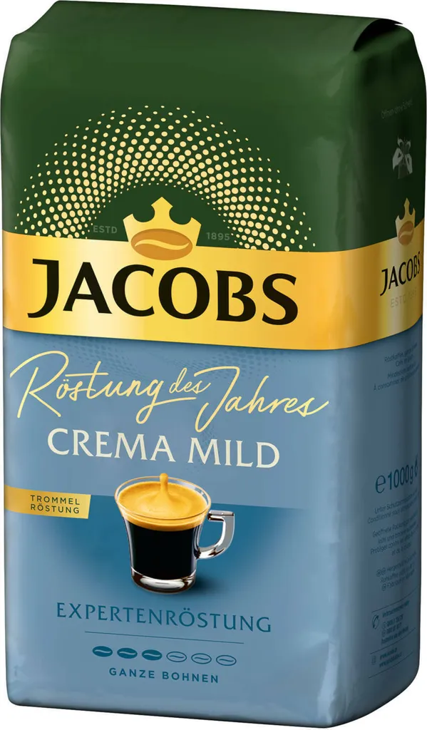JACOBS Kaffeebohnen Expertenröstung Crema Mild Röstung Des Jahres 2 X 1 Kg + 1 Aluminium Dose Barista Design 8 JACOBS Kaffeebohnen Expertenröstung Crema Mild Röstung Des Jahres 2 X 1 Kg + 1 Aluminium Dose Barista Design – Bild 6