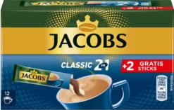 JACOBS Löskaffee Classic 2in1 Löslicher Kaffee 12 X 10+2 Sticks Instantkaffee -Kaffeeprodukte 30e1abe6ec9d3acb72632e60a49de7ae