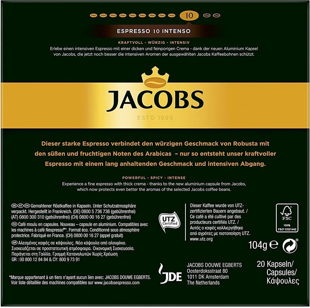 JACOBS Espresso 10 Intenso 200 Nespresso®* Kompatible Kaffeekapseln 5 JACOBS Espresso 10 Intenso 200 Nespresso®* Kompatible Kaffeekapseln – Bild 3