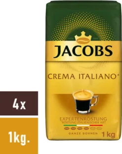 JACOBS Kaffeebohnen Expertenröstung Crema Italiano 4x1kg Ganze Kaffee Bohnen -Kaffeeprodukte 4500c6e2c0848b6d159e2b269f386b13