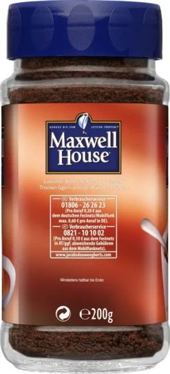 Maxwell House Klassisch, Löslicher Kaffee, 200g-Glas -Kaffeeprodukte 53c74f261659d1e55138392a33d00407