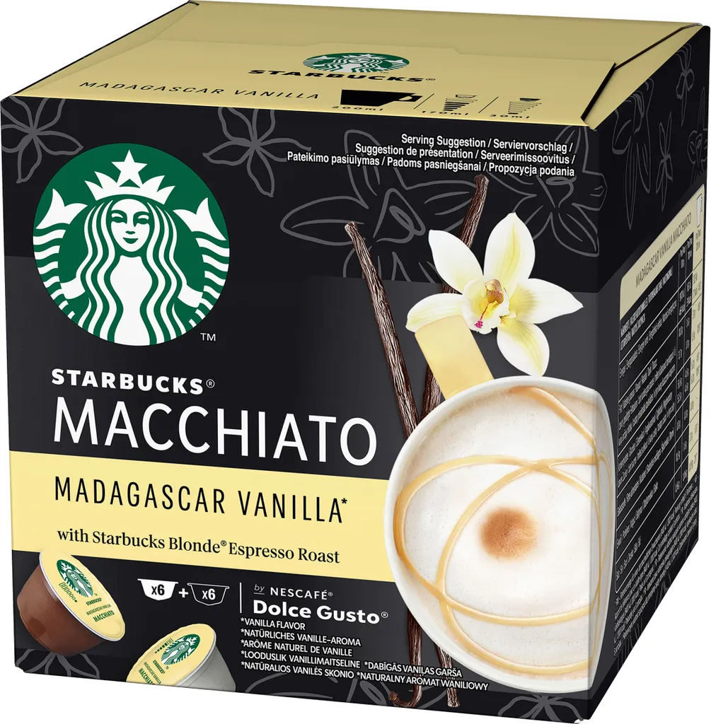 Nescafé® Nescafé Dolce Gusto Starbucks Vanilla Latte Macchiato, Milchkaffee, Kaffeekapsel, Röstkaffee, 6 Portionen 3 Nescafé® Nescafé Dolce Gusto Starbucks Vanilla Latte Macchiato, Milchkaffee, Kaffeekapsel, Röstkaffee, 6 Portionen