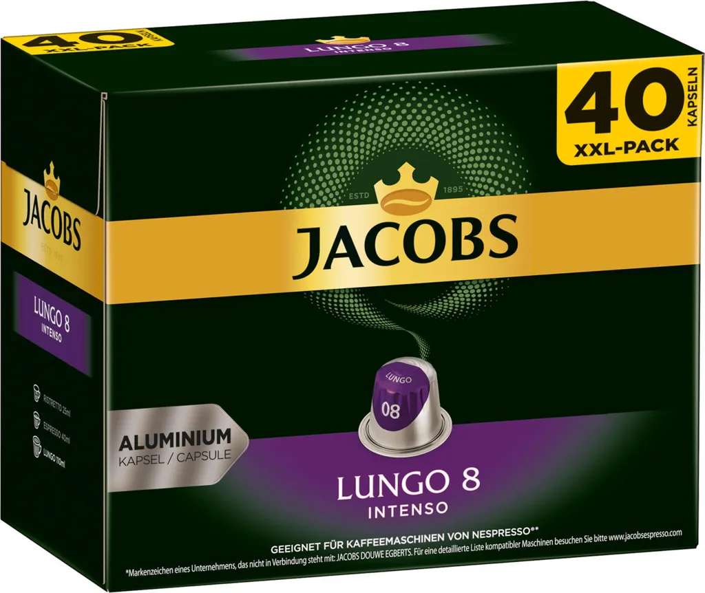 JACOBS Kapseln Lungo Intenso 5 X 40 Nespresso®* Kompatible Kaffeekapseln 11 JACOBS Kapseln Lungo Intenso 5 X 40 Nespresso®* Kompatible Kaffeekapseln – Bild 10