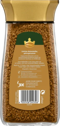 Jacobs Gold | Löslicher Kaffee | 200g-Glas 10 Jacobs Gold | Löslicher Kaffee | 200g-Glas -Kaffeeprodukte 614415c51433cab95547e39641bfd39c