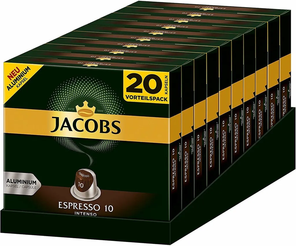 JACOBS Espresso 10 Intenso 200 Nespresso®* Kompatible Kaffeekapseln 3 JACOBS Espresso 10 Intenso 200 Nespresso®* Kompatible Kaffeekapseln