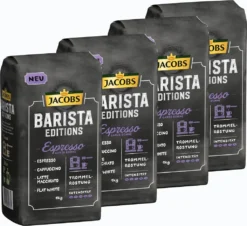 Jacobs Barista Editions Espresso, Bohnenkaffee, Ganze Bohnen, Röstkaffee, Kaffeebohnen, 4 X 1000 G