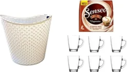 Kaffeeprodukte 5 Senseo Cappuccino Baileys 8 Pads Für Geeignet Senseo Und Weitere Kaffeemaschinen Aktion+ 6 Kaffeebecher Mit Henkel Plus Wäschekorbaktion Rattan-Design 27 Liter Senseo Kaffeepads