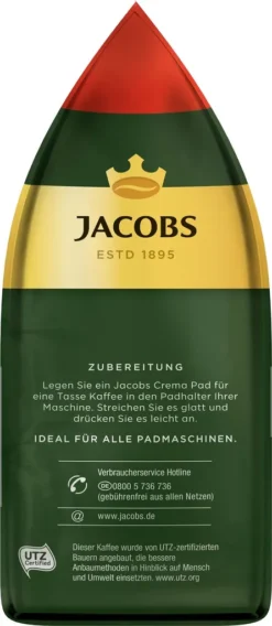JACOBS Kaffeepads Crema Classic UTZ- 5 X 36 Getränke Pads Vorteilspack -Kaffeeprodukte 95e17728a5cc16789fbb8a32464d5778