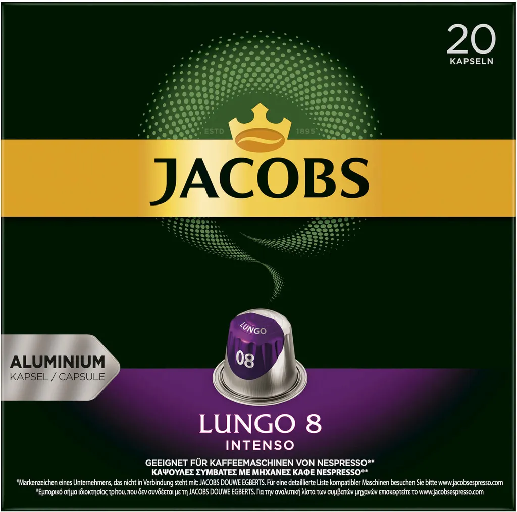 Jacobs Lungo 8 Intenso, Kaffeekapseln, Nespresso Kompatibel, Kaffee, 200 Kapseln, á 5.2 G 5 Jacobs Lungo 8 Intenso, Kaffeekapseln, Nespresso Kompatibel, Kaffee, 200 Kapseln, á 5.2 G – Bild 3