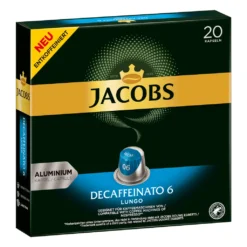 JACOBS Kapseln Decaffeinato 6 Lungo Entkoffeiniert 200 Nespresso®* Kompatibel 15 JACOBS Kapseln Decaffeinato 6 Lungo Entkoffeiniert 200 Nespresso®* Kompatibel -Kaffeeprodukte a143ae6fd5613cec10d5d84aca399d79