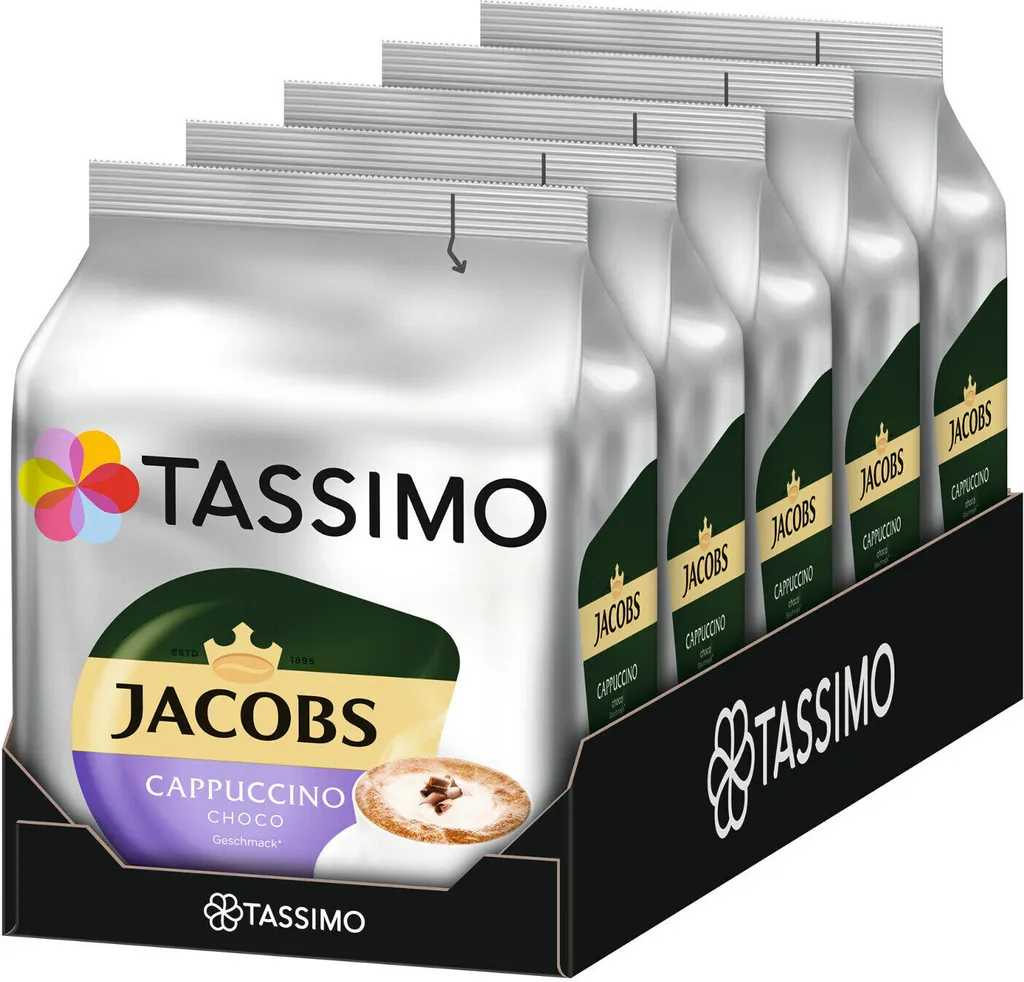 Tassimo Jacobs Cappuccino Choco 5er Pack, 40 Getränke, 5 X 8 T-Discs 3 Tassimo Jacobs Cappuccino Choco 5er Pack, 40 Getränke, 5 X 8 T-Discs