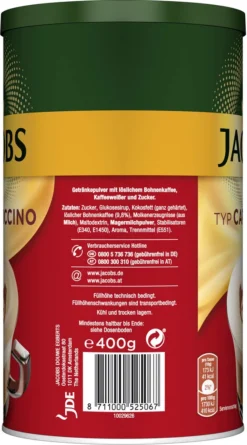 JACOBS Typ Cappuccino 6 X 400 G Dosen Feine Cremigkeit - Viel Schaum -Kaffeeprodukte b26a4aa3db2b83e8dadfb2d330aaafb4
