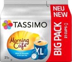 TASSIMO Morning Café XL Big Packs Mix-Paket 3 Sorten 6 Packungen 126 Getränke -Kaffeeprodukte d45a8cc1d6c2a832a43a985b72421c33