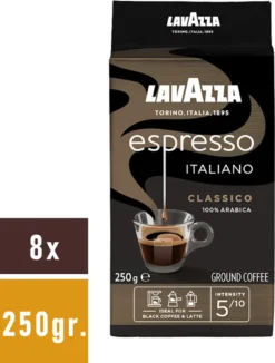 Lavazza Espresso Italiano Classico 8x250 G (gemahlener Kaffee) -Kaffeeprodukte d5c74a54f873aadd021fe5bc35874b66