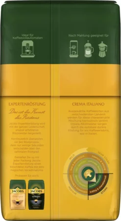 JACOBS Kaffeebohnen Expertenröstung Crema Italiano 4x1kg Ganze Kaffee Bohnen -Kaffeeprodukte e1a5b36306e92fc8567a8bae6080ea60