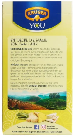 Krüger You Chai Latte Typ Ingwer-Zitronengras Fresh India Extra Cremig | 10 Portionen -Kaffeeprodukte f257984e6930ff0d1a7aab87a578857f