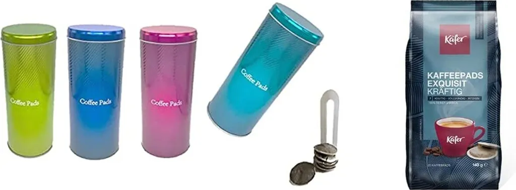 FEINKOST KÄFER KAFFEEPADS EXQUISIT KRÄFTIG - 20 PAD Plus Kaffee-Paddosen Set + Plus 4 Padlifter NEU METALLIC MIT RILLEN Auch Besser Zum Greifen Keine Fingerabdrücke 3 FEINKOST KÄFER KAFFEEPADS EXQUISIT KRÄFTIG - 20 PAD Plus Kaffee-Paddosen Set + Plus 4 Padlifter NEU METALLIC MIT RILLEN Auch Besser Zum Greifen Keine Fingerabdrücke