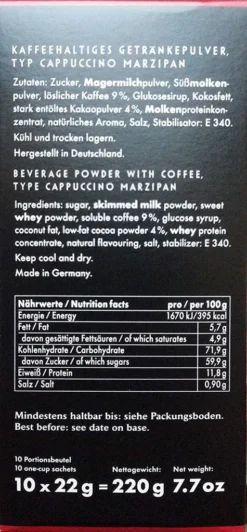 Niederegger Marzipan Geschmack Cappuccino 10 Portionsbeutel 220g -Kaffeeprodukte f92315afe426f0629e82ed0ad095f261